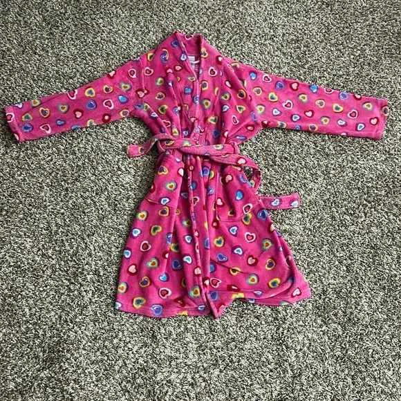 Children’s Place Heart Fleece Robe Size L 10/12 - Picture 1 of 3